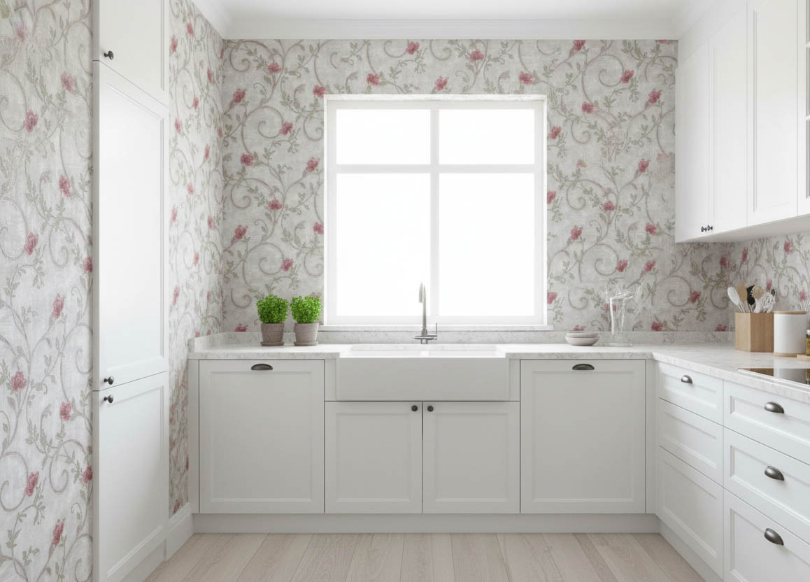 Gri Çiçek Desen Dokulu 16 M2 Duvar Kağıdı 92173