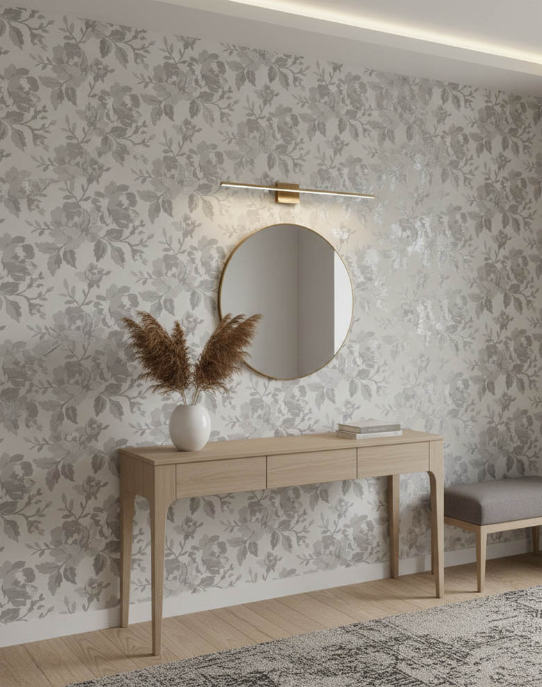 Gri Çiçek Desen Duvar Kağıdı 2934