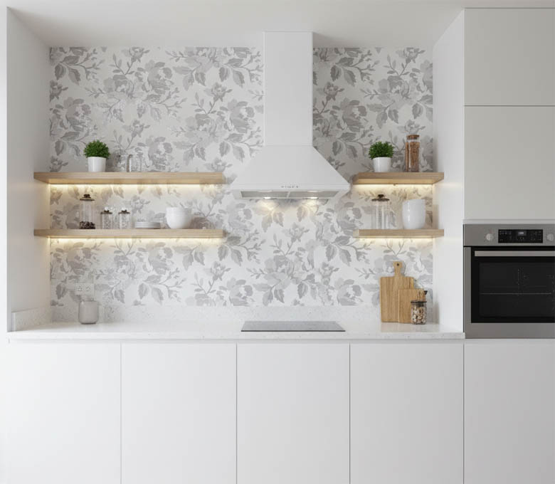 Gri Çiçek Desen Duvar Kağıdı 2934