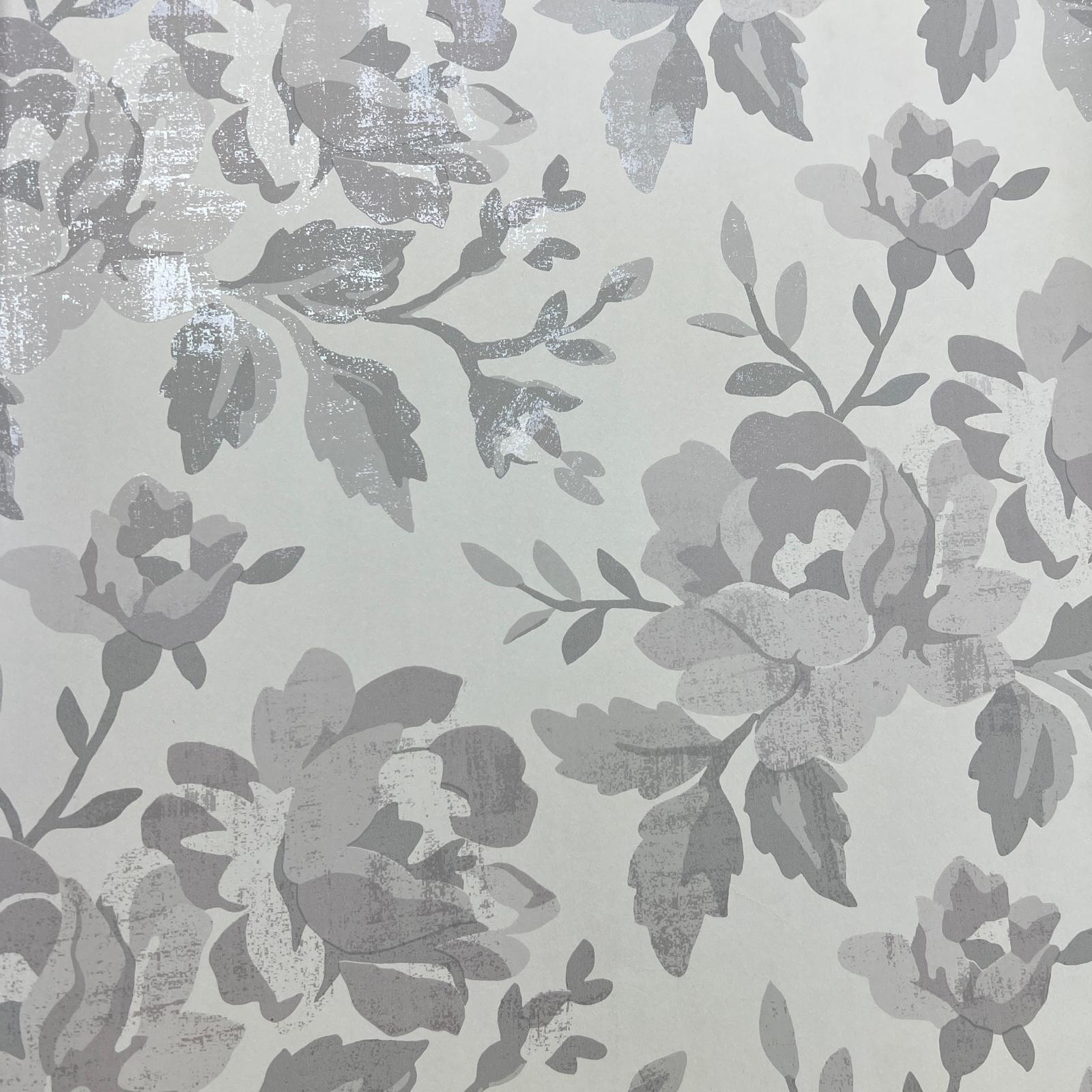 Gri Çiçek Desen Duvar Kağıdı 2934