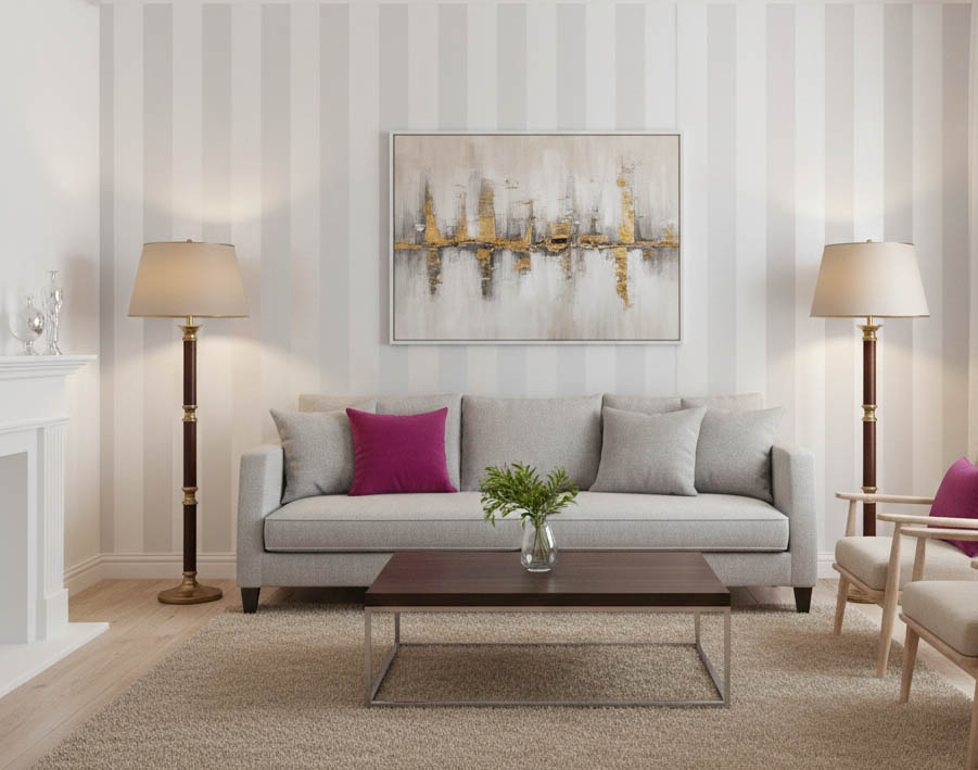 Gri Çizgili Desen Duvar Kağıdı 12415