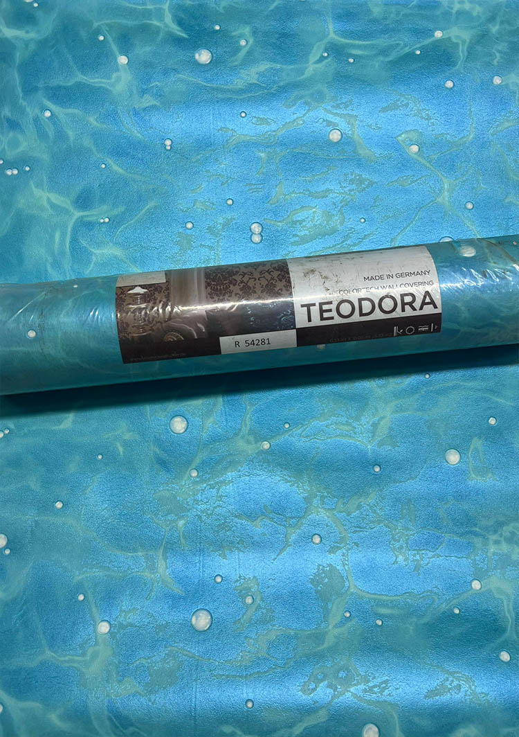 Havuz Görünümünde Mavi Parlak Ucuz Duvar Kağıdı 54281