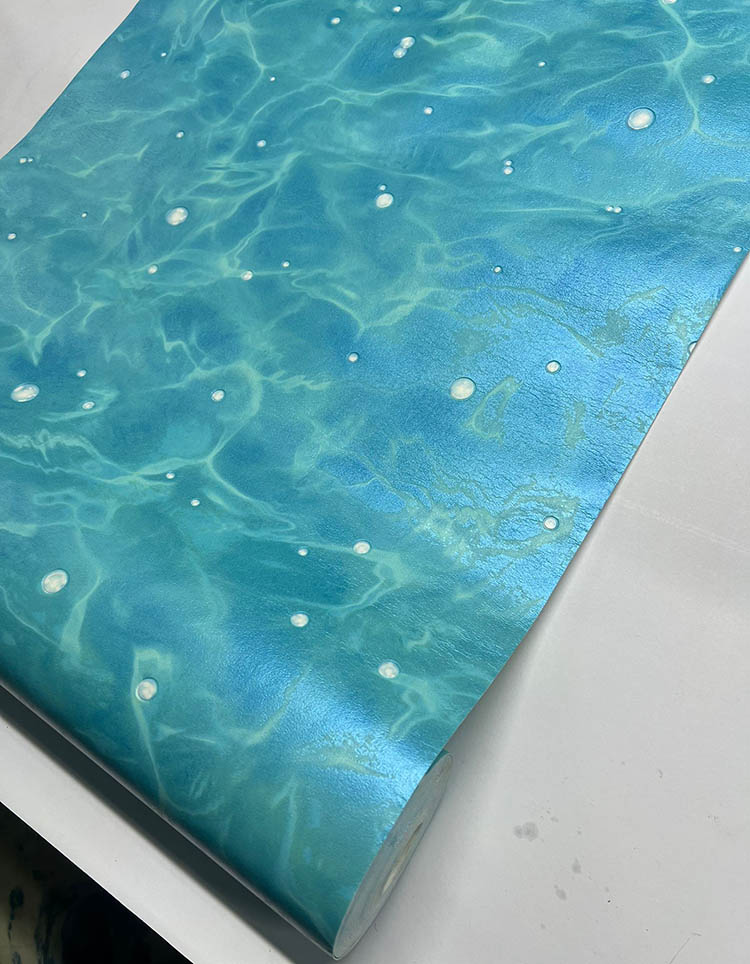 Havuz Görünümünde Mavi Parlak Ucuz Duvar Kağıdı 54281