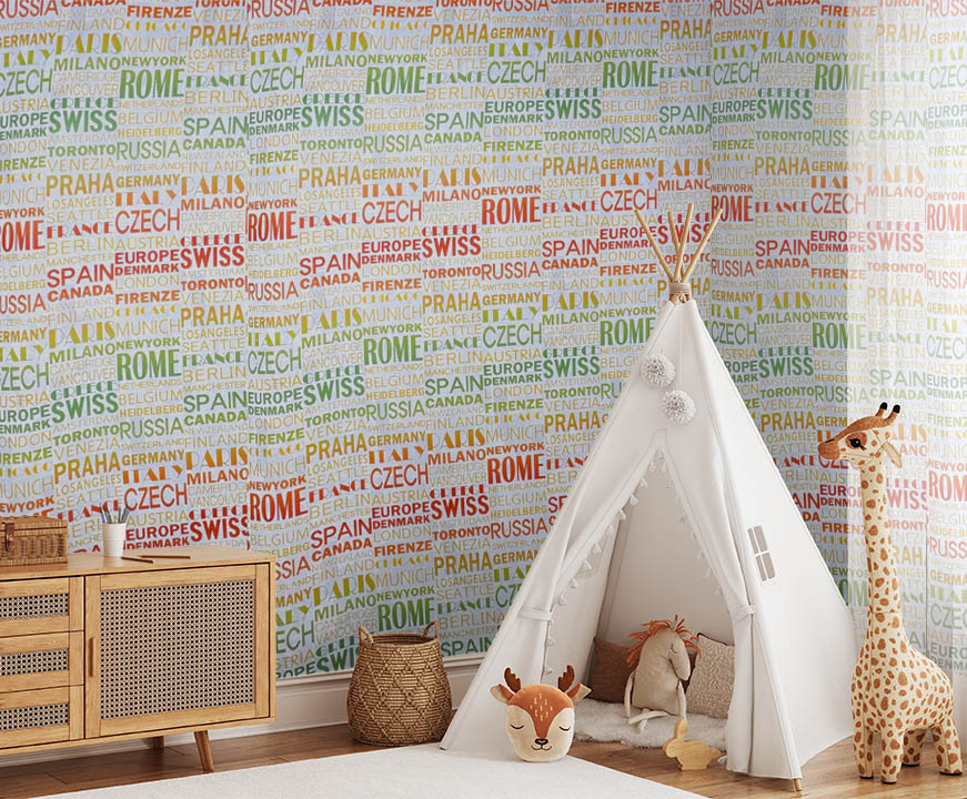 İngilizce Ülkeler Renkli 16 M2 Duvar Kağıdı 81681