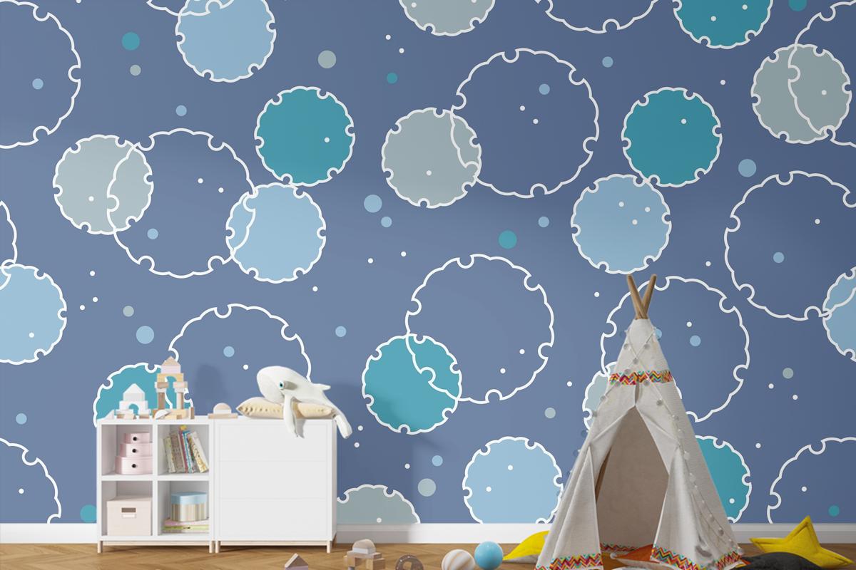 Japon Vintage Kar Grafik Sembolleri Ile Kusursuz Desen Çocuk Odası Duvar Kağıdı