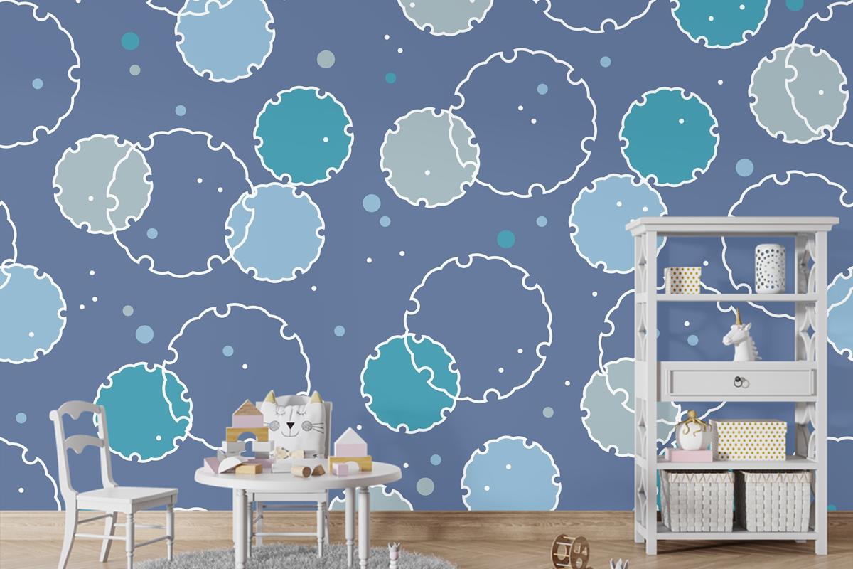 Japon Vintage Kar Grafik Sembolleri Ile Kusursuz Desen Çocuk Odası Duvar Kağıdı