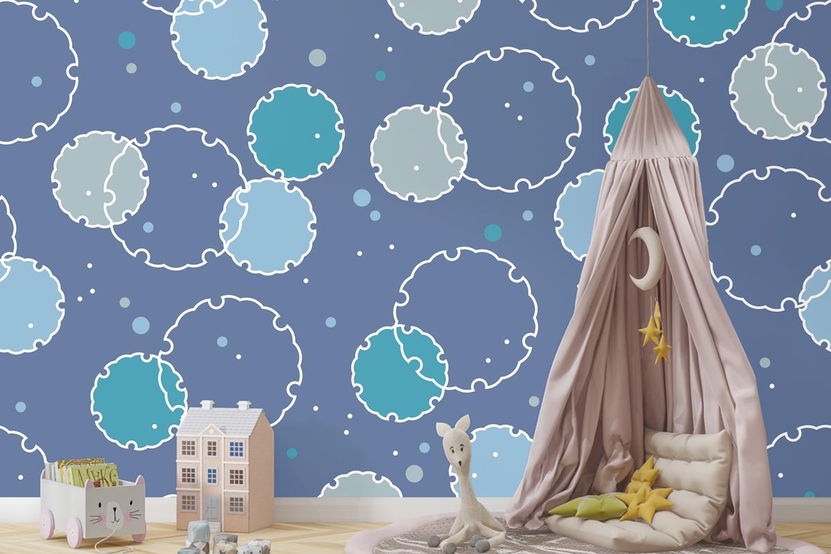 Japon Vintage Kar Grafik Sembolleri Ile Kusursuz Desen Çocuk Odası Duvar Kağıdı