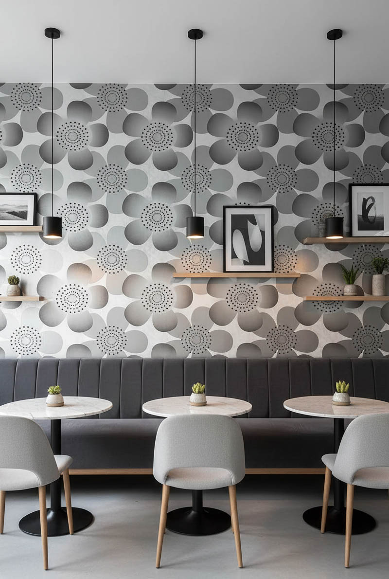 Kahve Tonlarında Çiçek Desen 16 M2 Duvar Kağıdı 81192