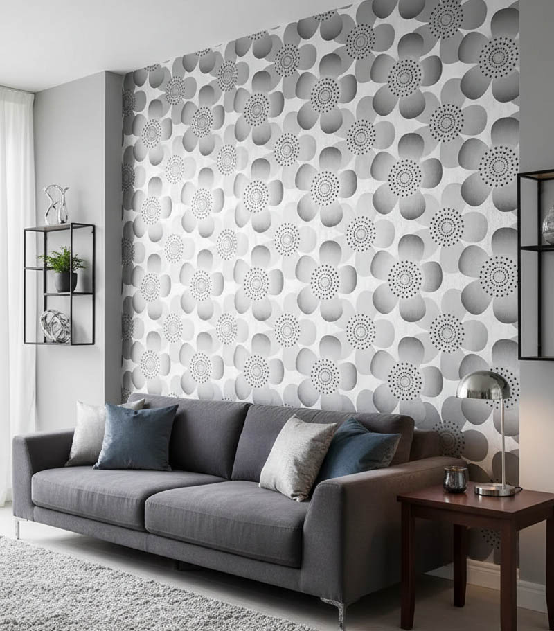 Kahve Tonlarında Çiçek Desen 16 M2 Duvar Kağıdı 81192