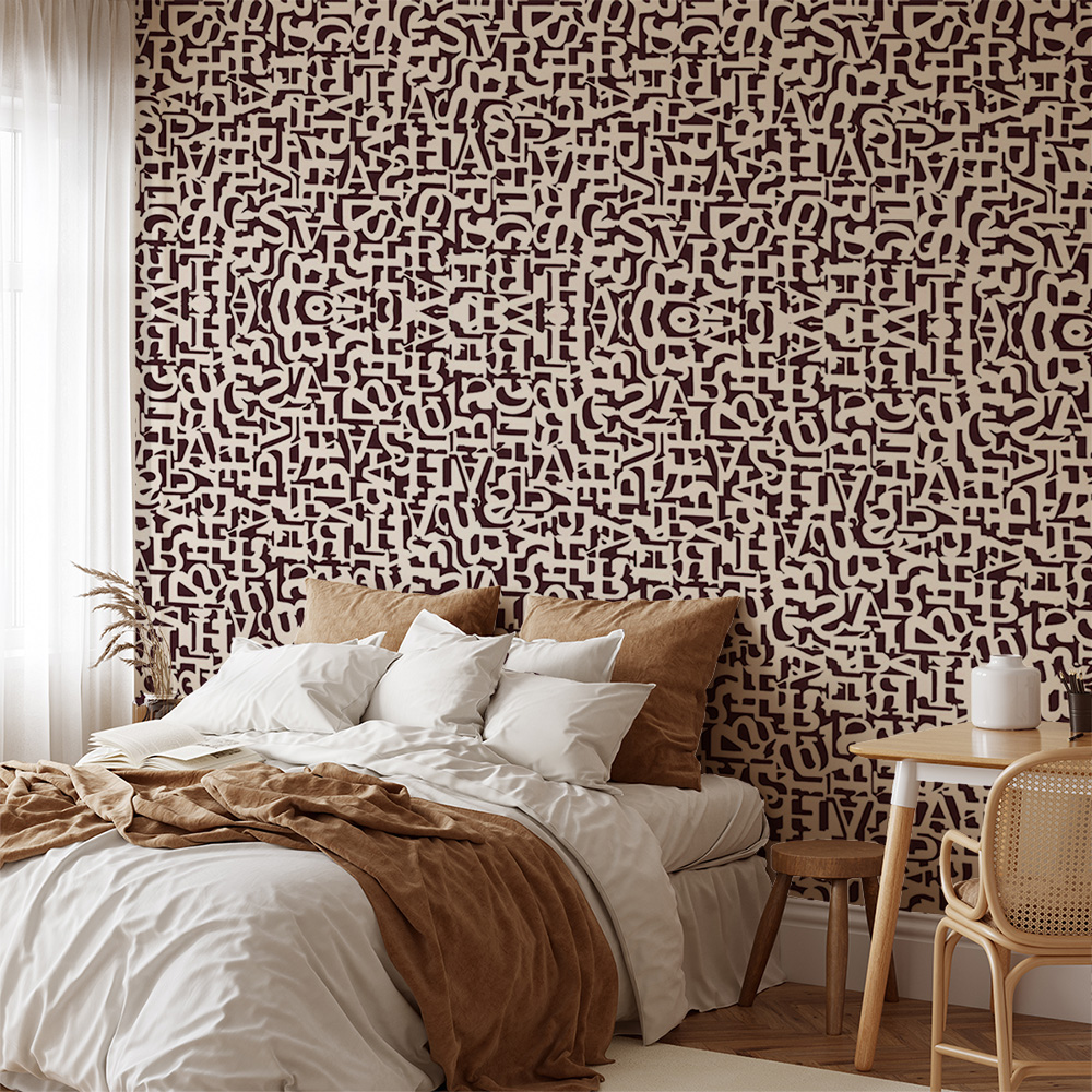 Kahverengi Beyaz Harfli Ucuz Duvar Kağıdı 782830