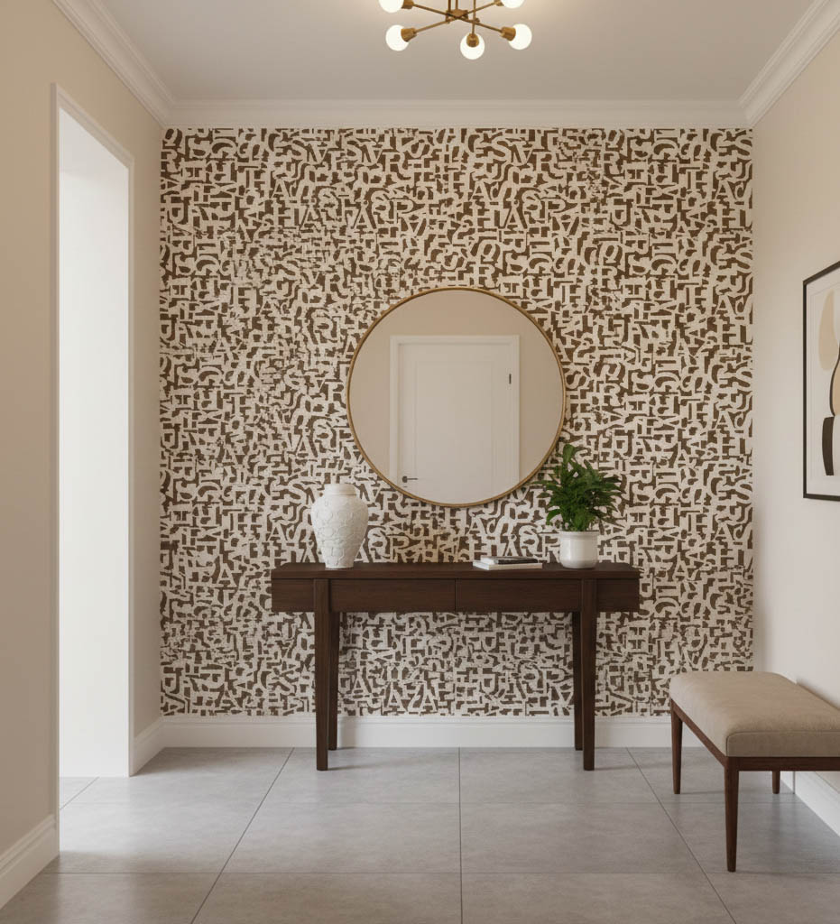 Kahverengi Beyaz Harfli Ucuz Duvar Kağıdı 782830