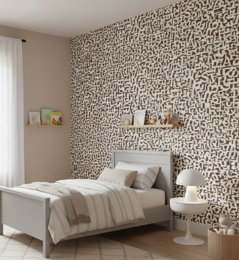 Kahverengi Beyaz Harfli Ucuz Duvar Kağıdı 782830