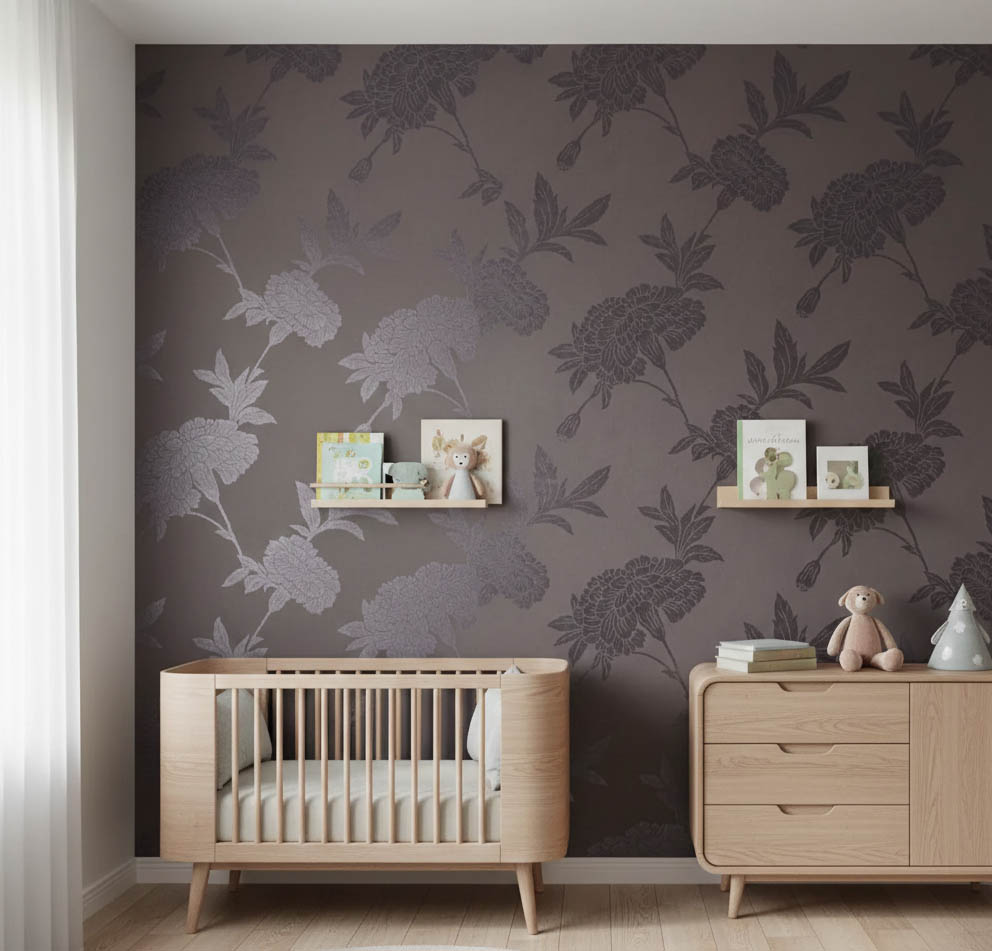 Kahverengi Çiçek Desen Ucuz Duvar Kağıdı 761849