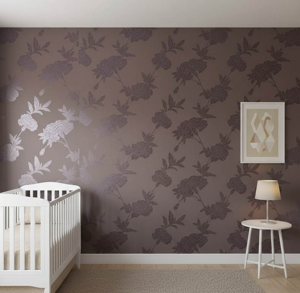 Kahverengi Çiçek Desen Ucuz Duvar Kağıdı 761849