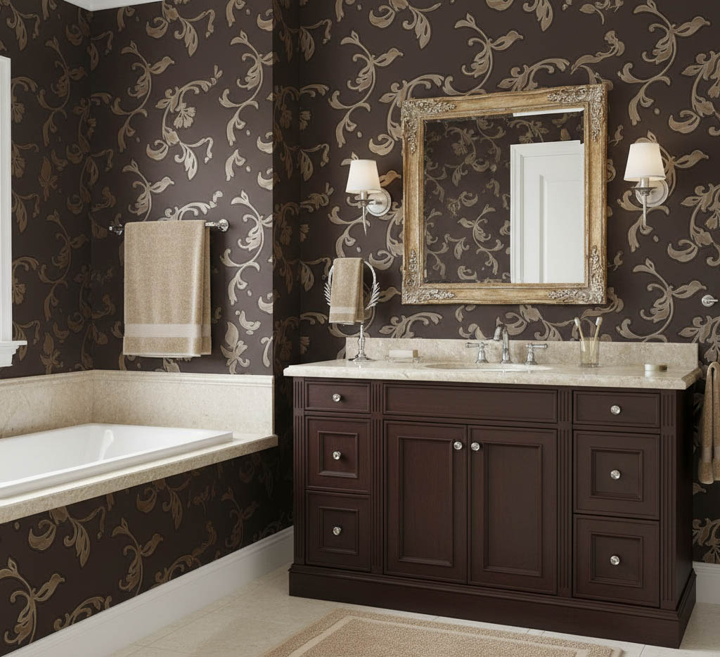 Kahverengi Desenli Dokulu Ucuz Duvar Kağıdı 773699