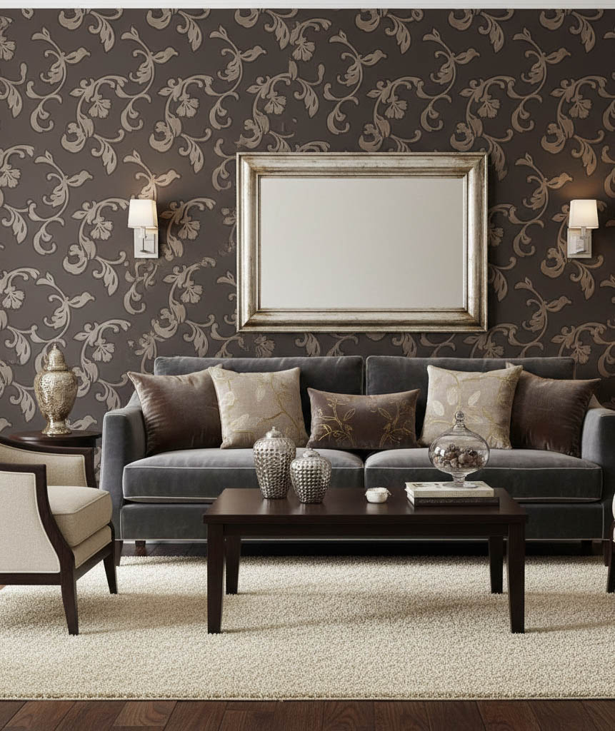 Kahverengi Desenli Dokulu Ucuz Duvar Kağıdı 773699