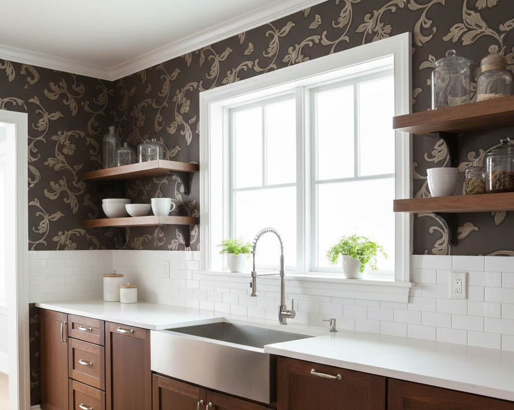 Kahverengi Desenli Dokulu Ucuz Duvar Kağıdı 773699