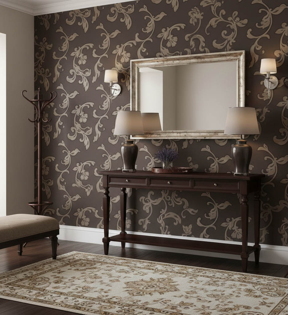 Kahverengi Desenli Dokulu Ucuz Duvar Kağıdı 773699