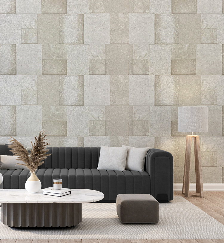 Kahverengi Kare Taş Desen 16 M2 Duvar Kağıdı 81852