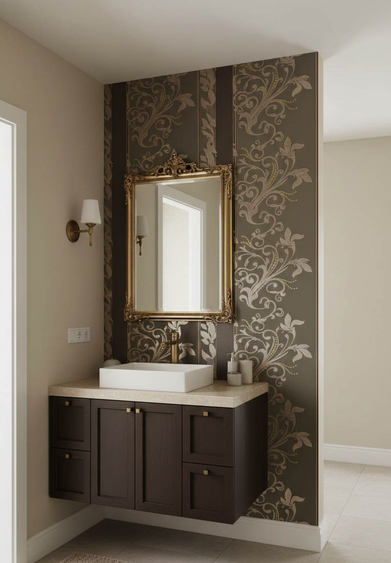 Kahverengi Yaprak Desenli Dokulu Ucuz Duvar Kağıdı 773491