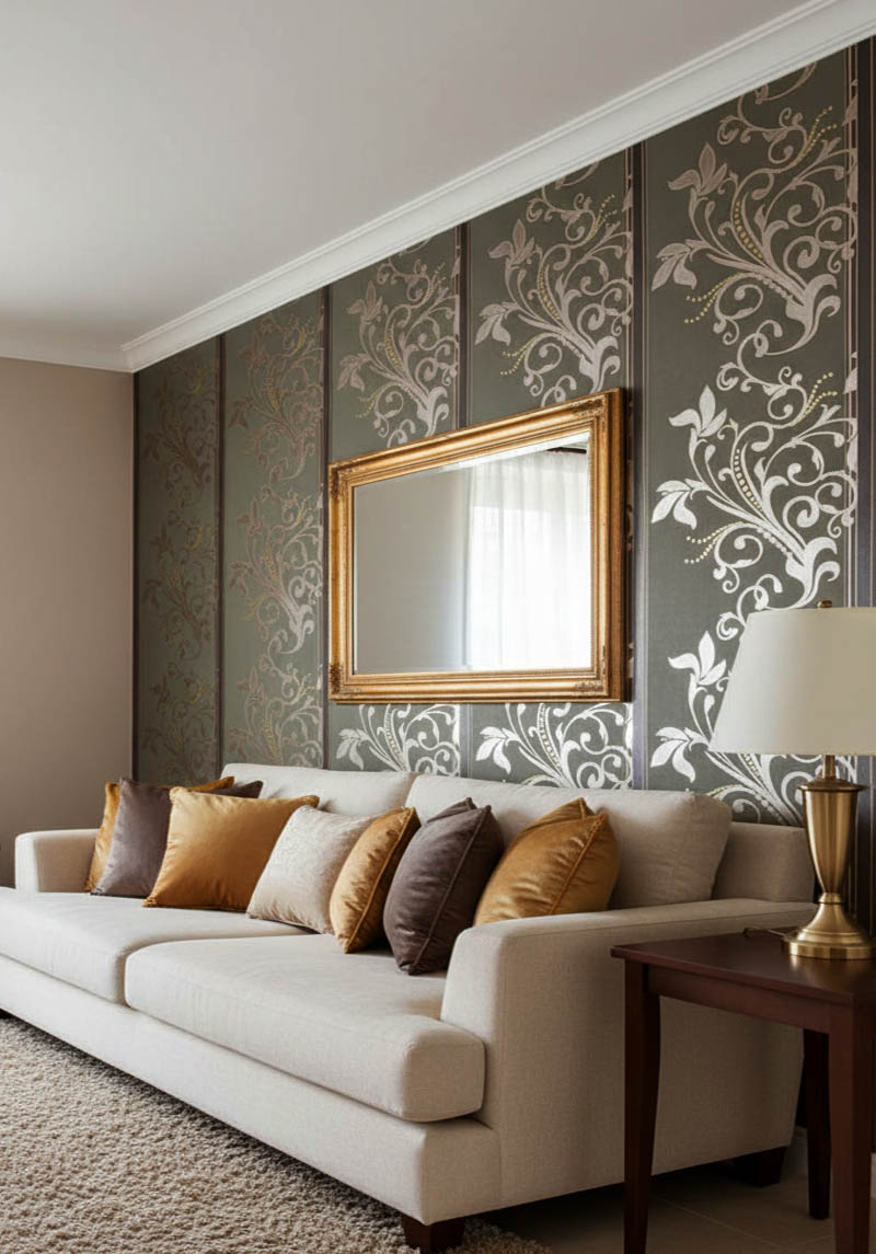 Kahverengi Yaprak Desenli Dokulu Ucuz Duvar Kağıdı 773491