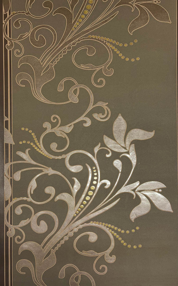 Kahverengi Yaprak Desenli Dokulu Ucuz Duvar Kağıdı 773491