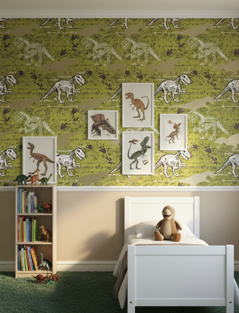 Karanlıkta Parlayan Dinozorlu Çocuk Odası Duvar Kağıdı 53152