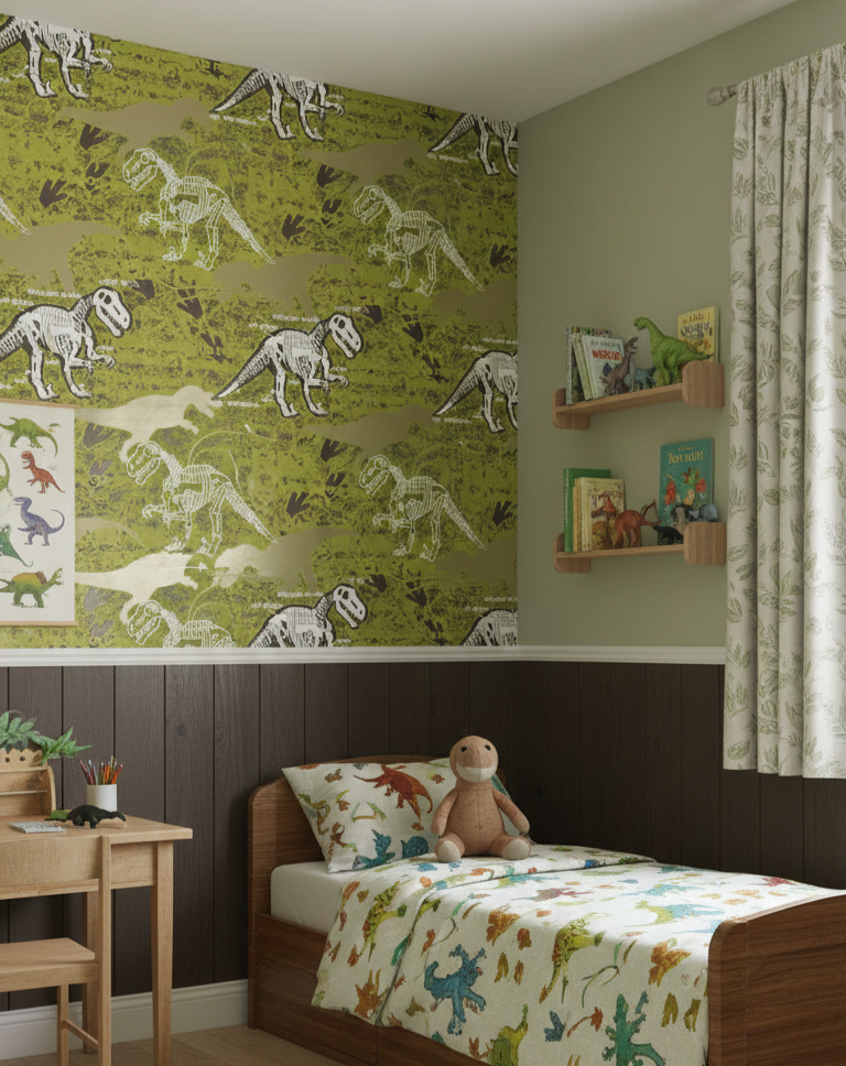 Karanlıkta Parlayan Dinozorlu Çocuk Odası Duvar Kağıdı 53152