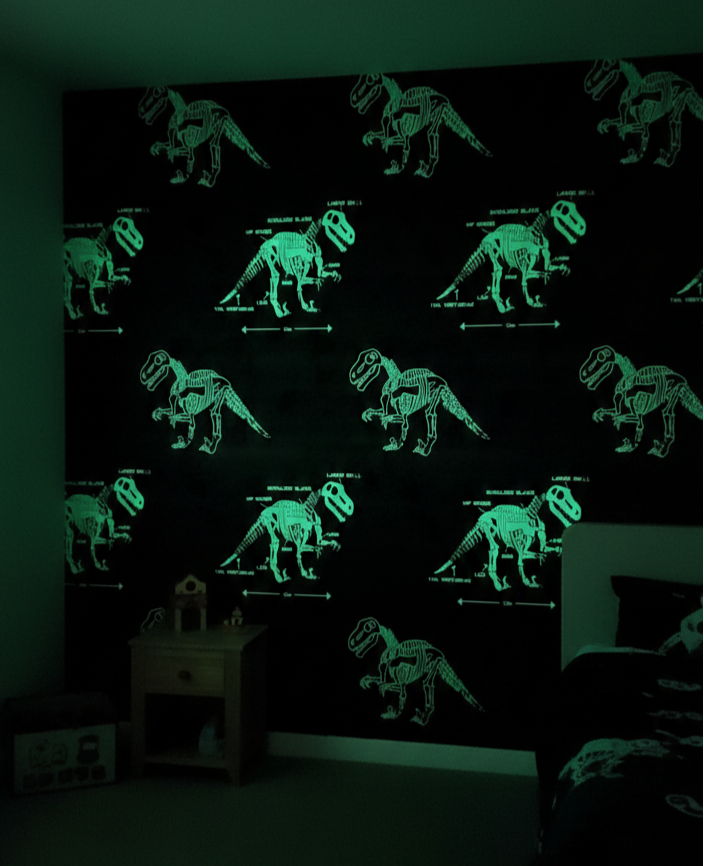 Karanlıkta Parlayan Dinozorlu Çocuk Odası Duvar Kağıdı 53152