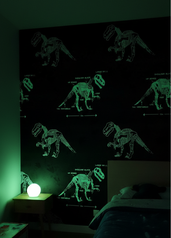 Karanlıkta Parlayan Dinozorlu Çocuk Odası Duvar Kağıdı 53152