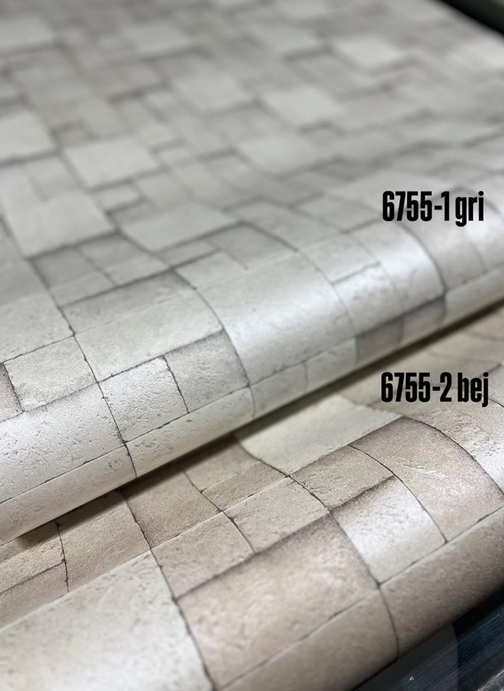 Kare Gri Taş Desen Duvar Kağıdı 16M2 - 6755-1