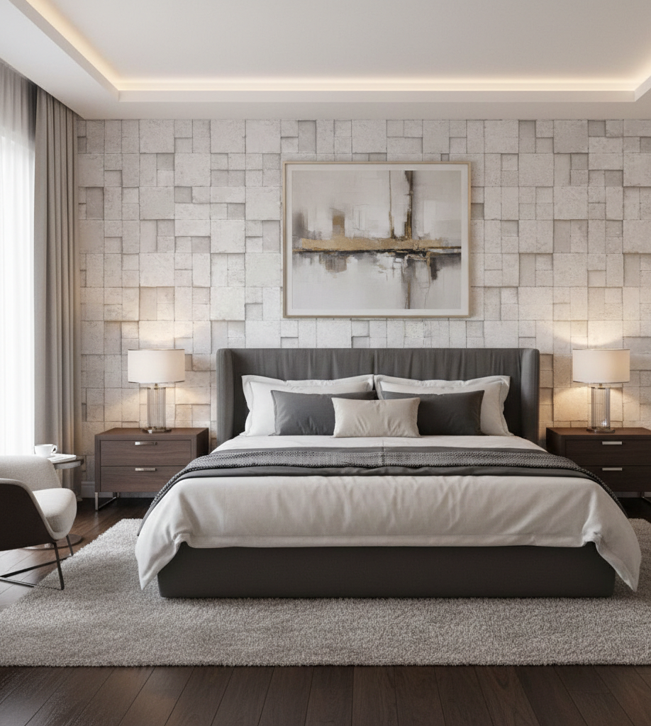 Kare Gri Taş Desen Duvar Kağıdı 16M2 - 6755-1