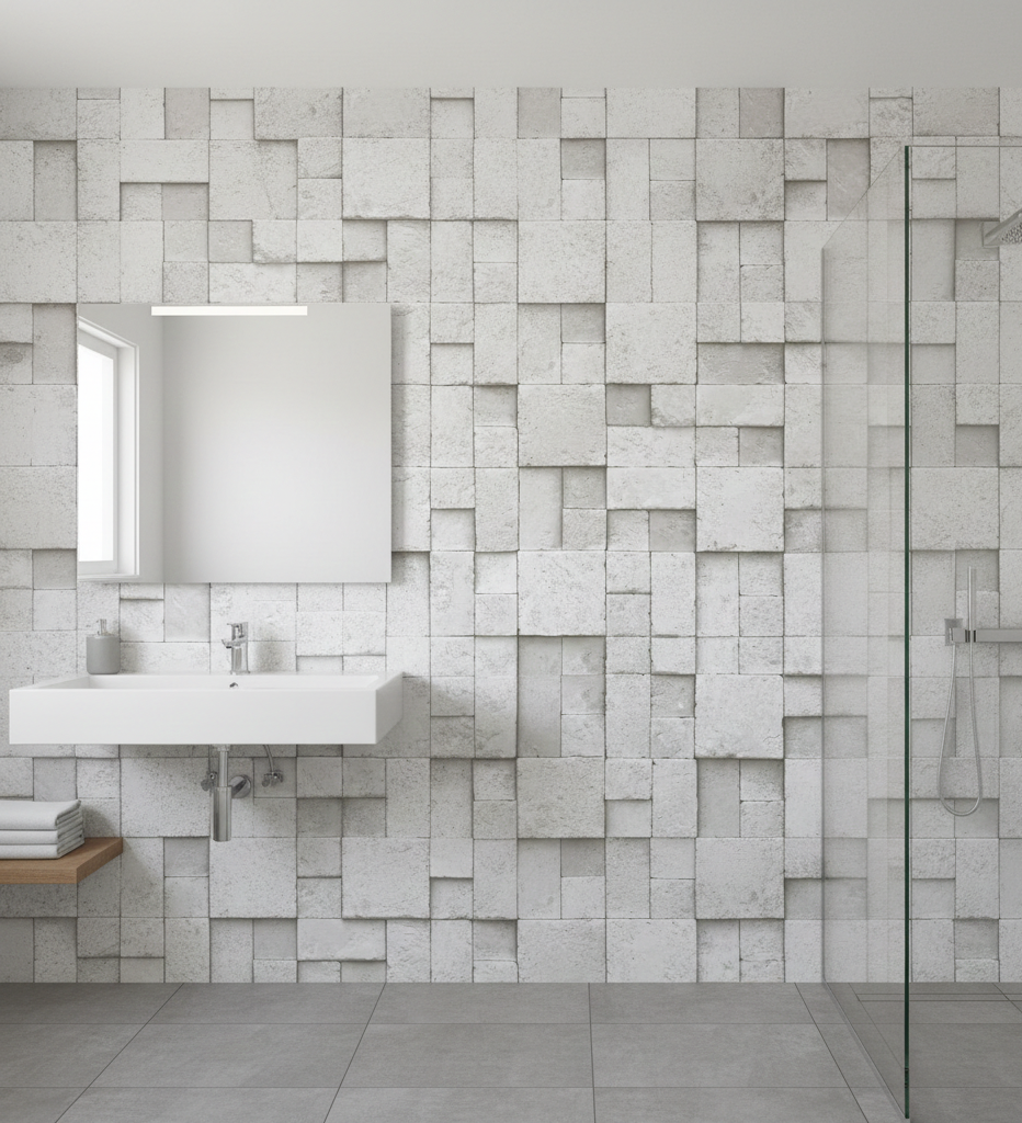 Kare Gri Taş Desen Duvar Kağıdı 16M2 - 6755-1