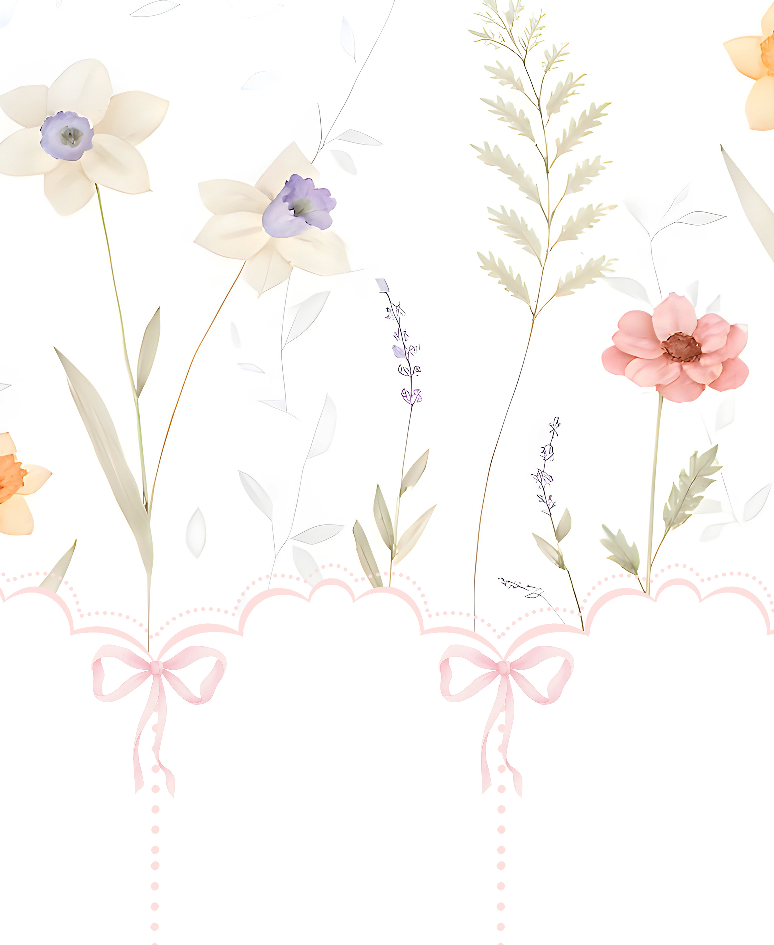 Kendinden Yapışkanlı - Pastel Çiçek Bahçesi Temalı Çocuk Odası Duvar Kağıdı – Kız Bebek Odası Dekoru