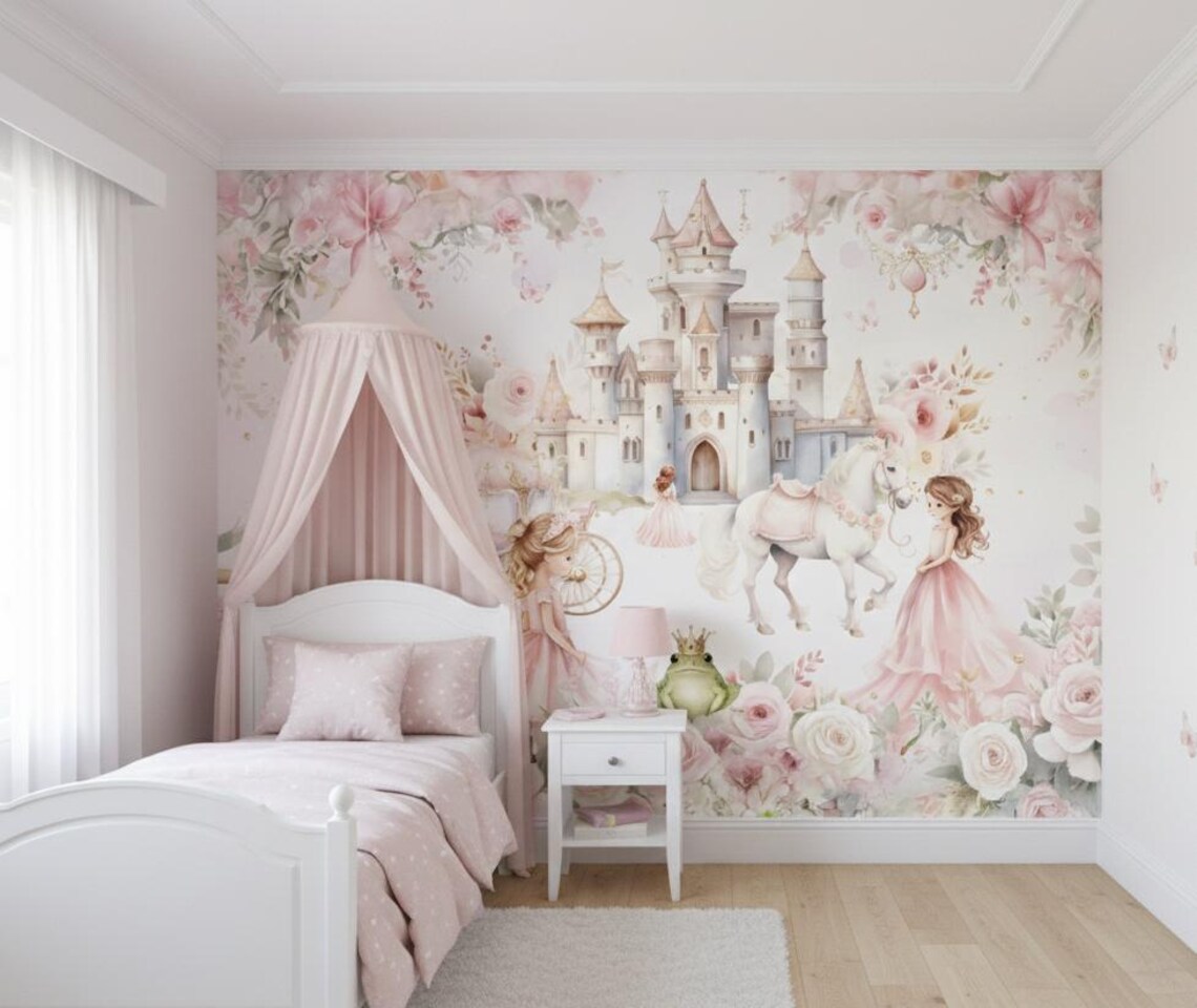 Kendinden Yapışkanlı - Prenses ve Şato Masal Bebek & Çocuk Odası Duvar Kağıdı