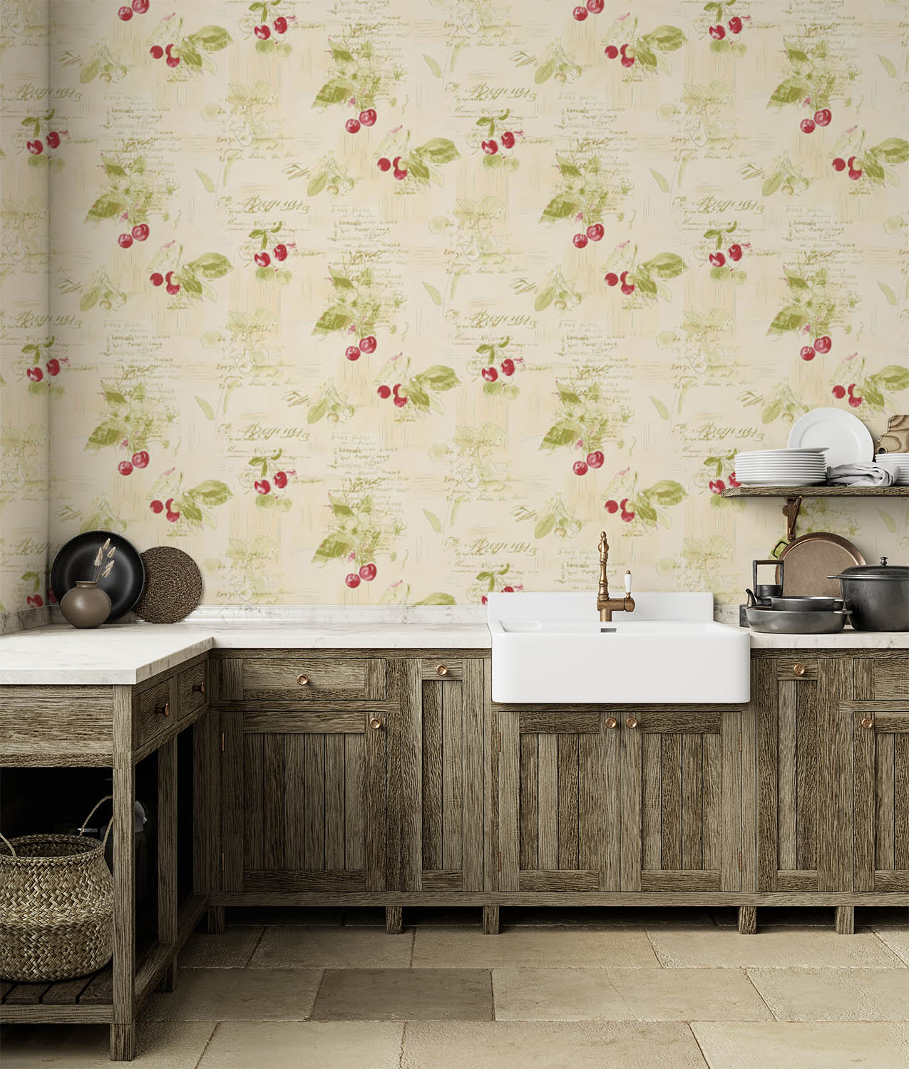 Kiraz Desen Ucuz Duvar Kağıdı 53122
