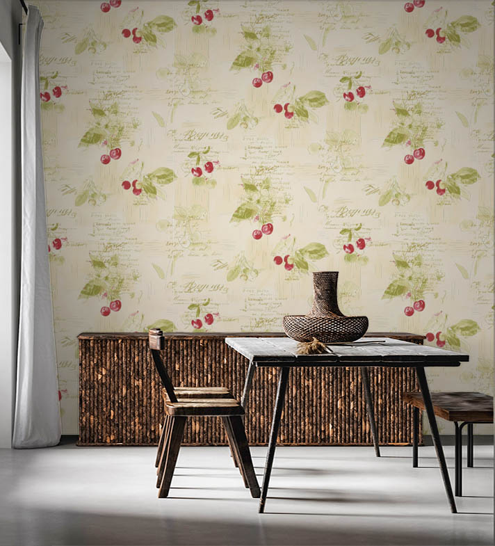 Kiraz Desen Ucuz Duvar Kağıdı 53122