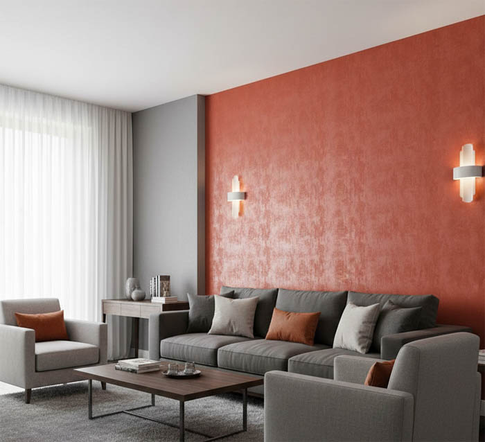 Kiremit Rengi Parlak Ucuz Duvar Kağıdı 50920