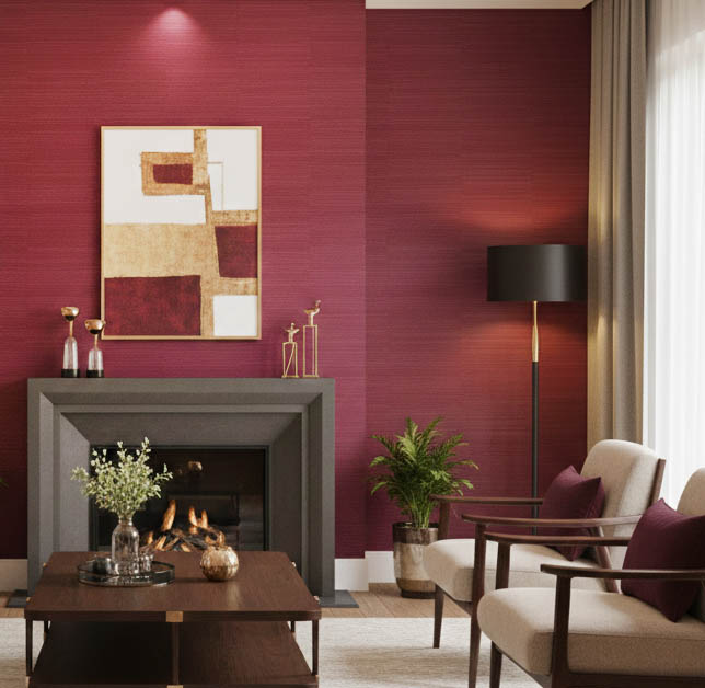 Kırmızı Dokulu Ucuz Duvar Kağıdı 773873