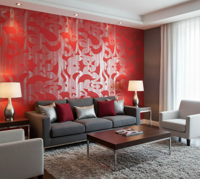 Kırmızı Gümüş Ucuz Duvar Kağıdı 88822