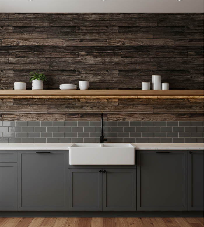 Koyu Kahve Ahşap Desen 16 M2 Duvar Kağıdı 65150-4