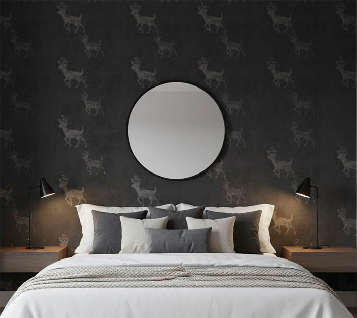 Koyu Zemin Geyik Detay Duvar Kağıdı 3005