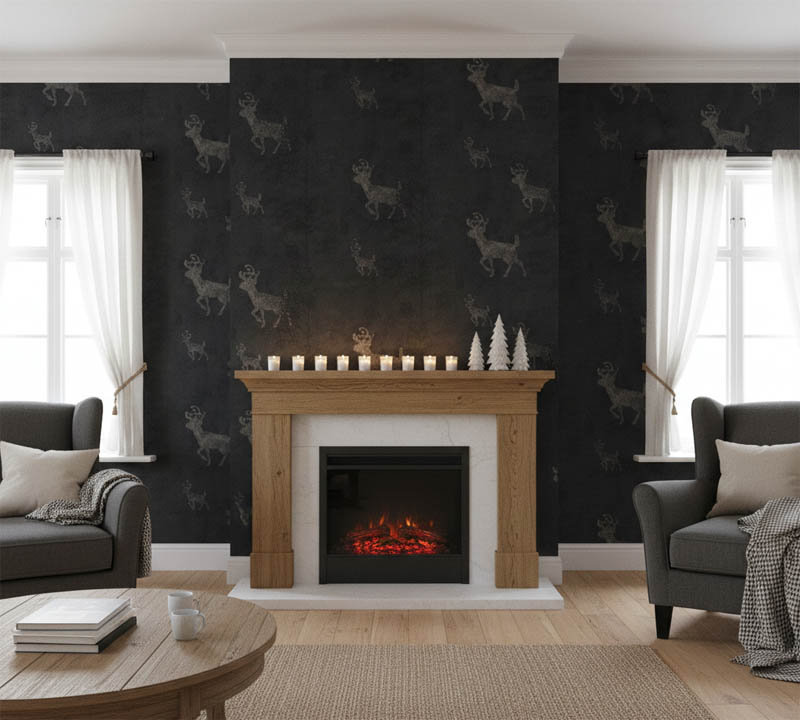 Koyu Zemin Geyik Detay Duvar Kağıdı 3005