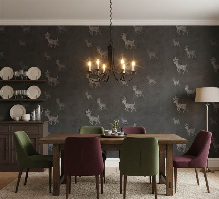 Koyu Zemin Geyik Detay Duvar Kağıdı 3005