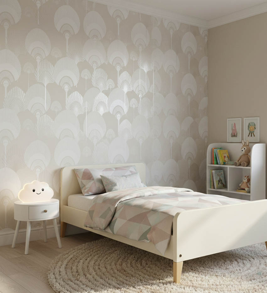 Krem Beyaz Desenli Duvar Kağıdı 111028