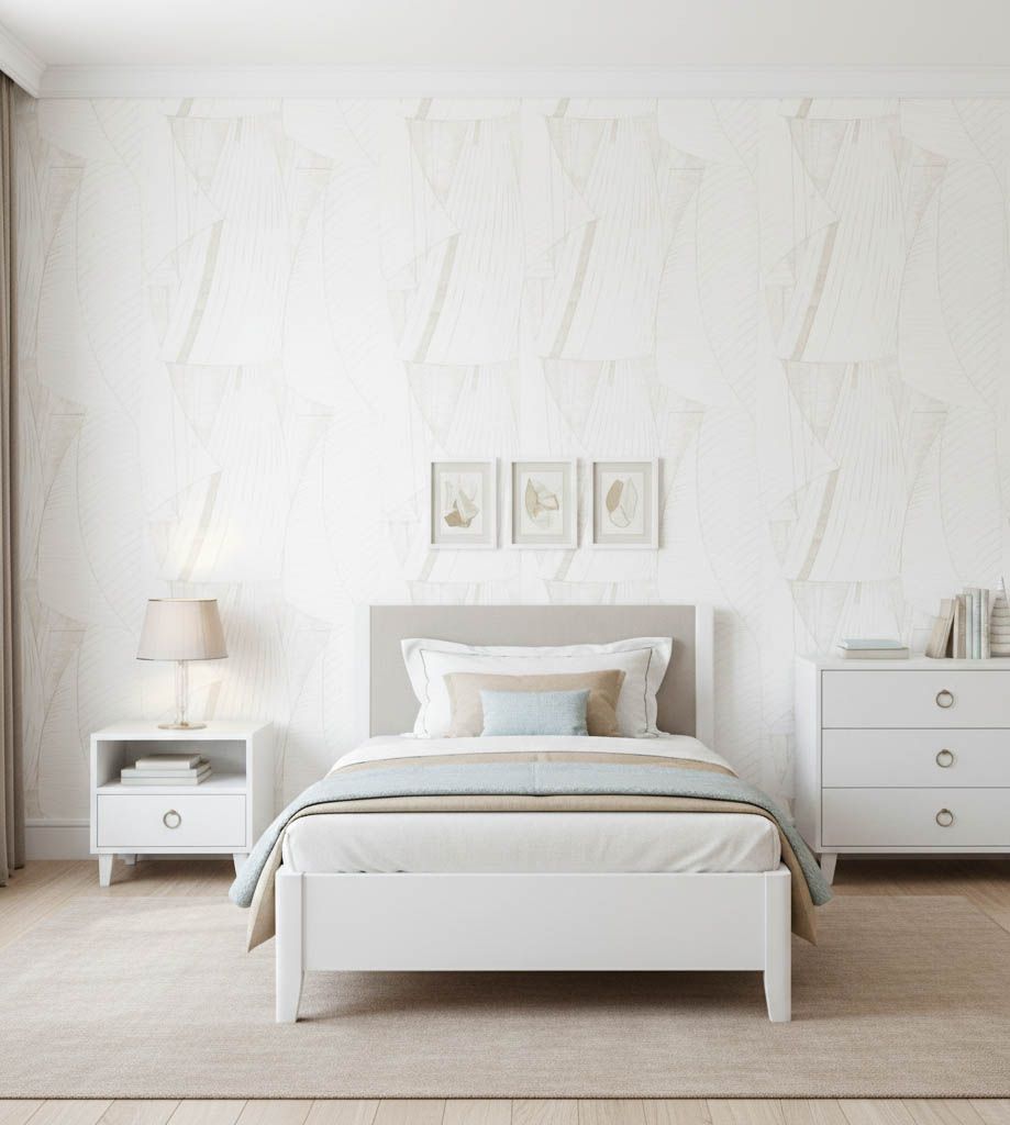 Krem Beyaz Yelken Desenli Duvar Kağıdı 2868