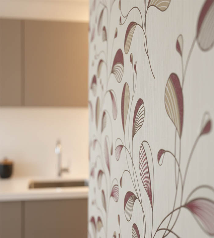 Krem Bordo Desenli Ucuz Duvar Kağıdı 53837