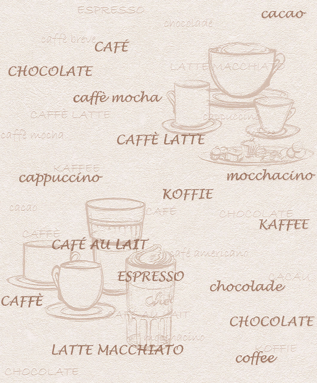 Krem Cafe Tarzı Ucuz Duvar Kağıdı 53124 