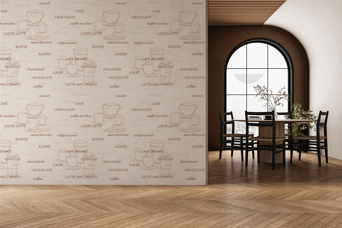 Krem Cafe Tarzı Ucuz Duvar Kağıdı 53124 