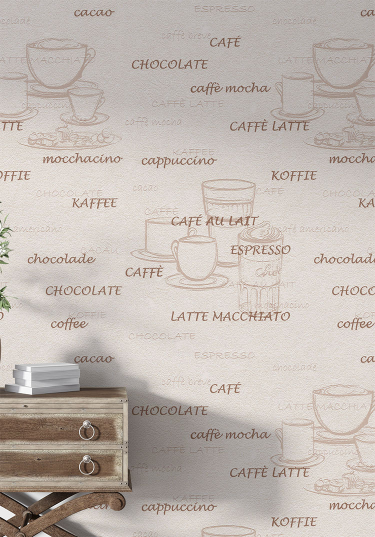 Krem Cafe Tarzı Ucuz Duvar Kağıdı 53124 